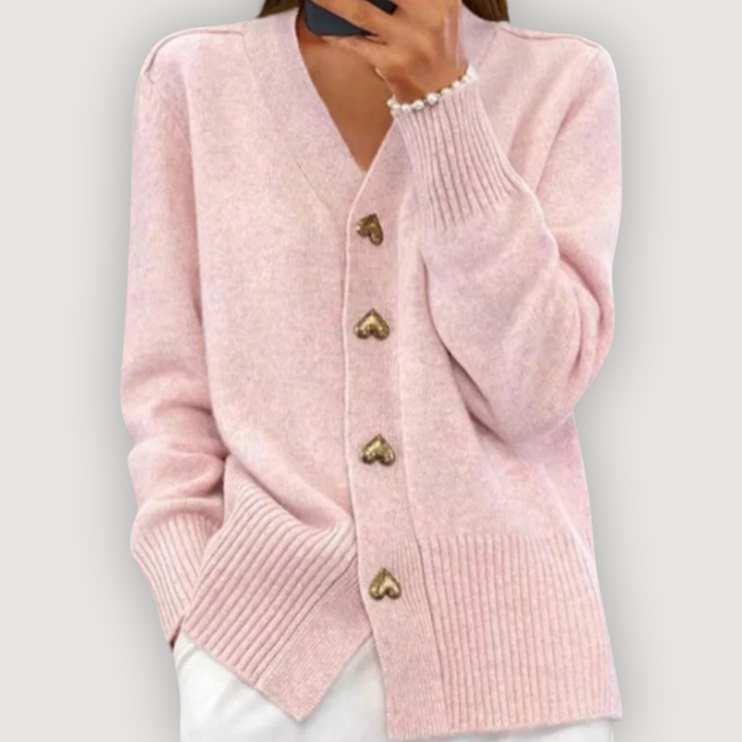 BELLA – HEART BUTTON CARDIGAN
