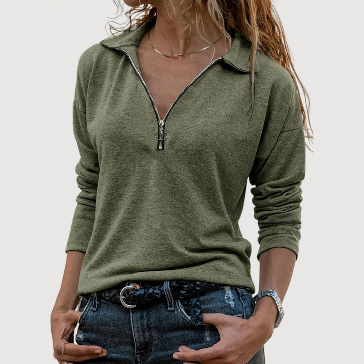 MAUREEN – ZIP COLLAR TOP